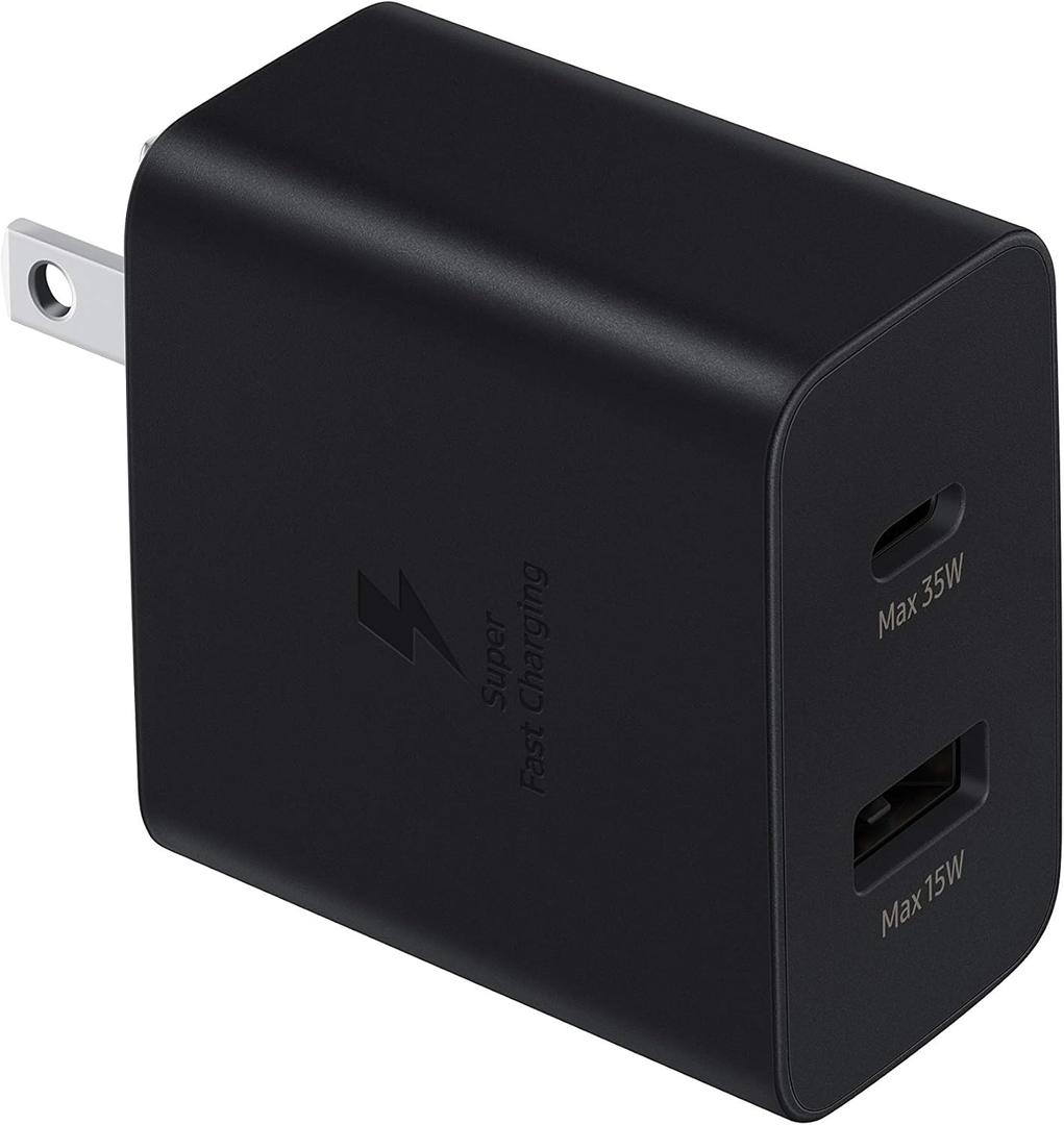 SAMSUNG 35W Dual Port Wall Charger USB C Adapter, Super Fast Charging Block for Galaxy Phones and Devices, Cable Not Included, 2021, US Version, Black