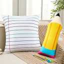HunnmingRe 2 Pcs 18 x 18 in Pencil Notebook Throw Pillow Decoration
