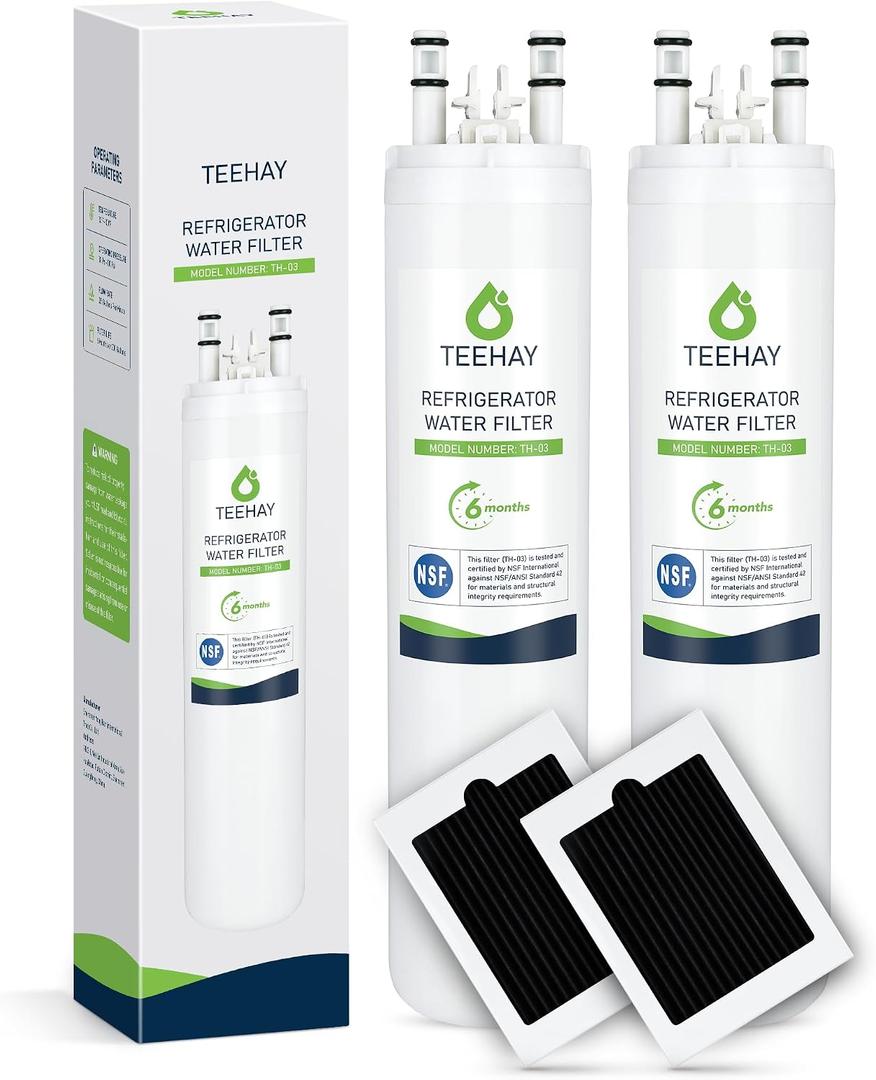 TEEHAY ULTRAWF PureSource Ultra Water Filter & PAULTRA PureAir Ultra Air Filter Combo, Compatible with Frigidaire FRIGCOMBO, FGHC2331PF, FGHC2342LF, FGHS2365KF, LGHB2867PF, LGHS2665KF, 2 Combo