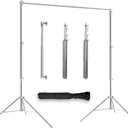 Stainless Steel Backdrop Stand 9.5ftx10ft Photo Stand for Backdrop Video Adjustable Background Support Stands for Portrait & Studio Photography, Photoshoot, Parties, Baby Shower, Birthday, Wedding (Silver)