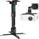 Projector Ceiling Mount with Extension Pole, Wall Projector Mount Height Adjustable, 3-in-1 Bracket for Most Projectors,Video, 44lb, Home & Office Installation (Black)
