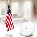 Flag Stand Indoor - 1" Heavy Duty Metal Flag Pole Set with Base,6-8ft Adjustable,Portable & Free Standing For Office,Meeting Room,Classroom,Entry Area,Outdoor Porch Deck (White)