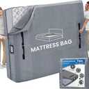 Mattress Bags for Moving and Storage, BETU Twin Mattress Protector Waterproof Mattress Cover with 8 Heavy Duty Handles and Zipper Extra Thick Moving Supplies for Dorm Bed Reusable (77x42x13.5 Grey) (Gray)