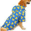 Dog Raincoat Poncho Double Layer Zip Rain Jacket with Removable Hood, Leash Hole for Small to XL Dogs and Puppies Ducks Blue - XL