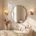 ANDY STAR Brushed Gold Round Wall Mirror 24 Inch, Brass Round Bathroom Mirrors for Over Sink, Anti-Rust Brass Circle Frame for Bathroom, Entryway