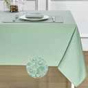 Rectangle Table Cloth Linen Farmhouse Stainproof Waterproof Washable Polyester Oblong Rectangular Fabric Table Cover for Kitchen Dining Dinner (Sage Green, 60 X 144 Inch)