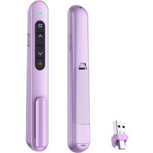 rts 2-in-1 USB Type C Laser Pointer Wireless Presenter for Presentation Clicker Slide Changer, USB Power Point Remote Control Pen for PowerPoint Presentations RF 2.4GHz, Mac, Computer, Laptop Purple