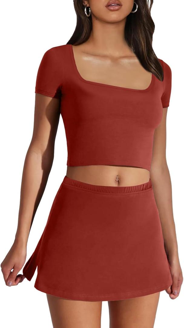 Neweek Tennis Dresses for Women with Shorts 2 Piece Workout Skirt Sets Golf Dress S 