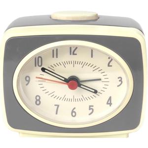 Alarm Clock Grey Small Silent Movement Vintage Classic Style Battery Powered Small Alarm Clock (Gray)