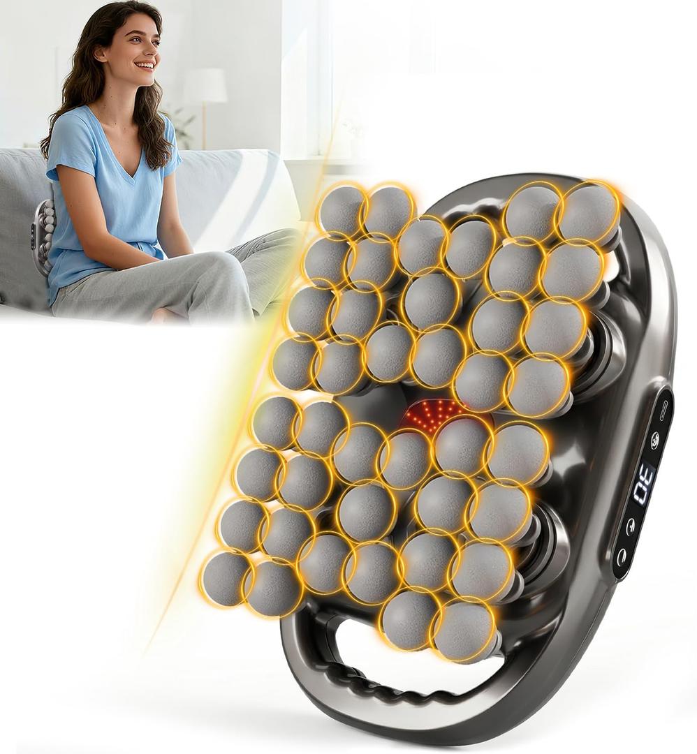 Back Massager for Pain Relief Deep Tissue 42-Head Massage Gun with 9 Modes & 9 Speeds, Full Body Muscle Relaxation, LED Display, Gift for Athletes & Office Workers