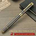 BEILUNER Ballpoint Pens, Stunning Grey Chrome Metal Pen with Golden Trim, Fancy Ball Pen Gift Set for Men & Women, Professional, Executive, Office,Journal Pens-Gift Box with 0.5mm Black Extra Refill