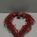 VioletEverGarden Valentine’s Day Wreath,15” Heart Shaped Wreath with Red Berries for Valentine’s Day Wedding Festival Decor