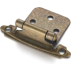 10 Pack (5 Pair) Antique Brass Self Closing Cabinet Hinges for Kitchen Cabinet Door, 1/2" Overlay (Variable) Semi Concealed Kitchen Cabinet Hinges