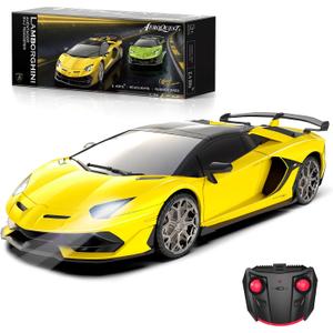 AEROQUEST Lamborghini Remote Control Car, 1:24 Scale Electric Sport Racing Hobby Toy Car Lamborghini Model Vehicle for Boys Girls Birthday Gifts, Yellow