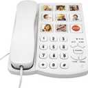Corded Phones for Seniors - 9 One-Touch Memory Speed Dialing Desktop Landline Telephone for Office, Front Desk, Home, Hotel, White