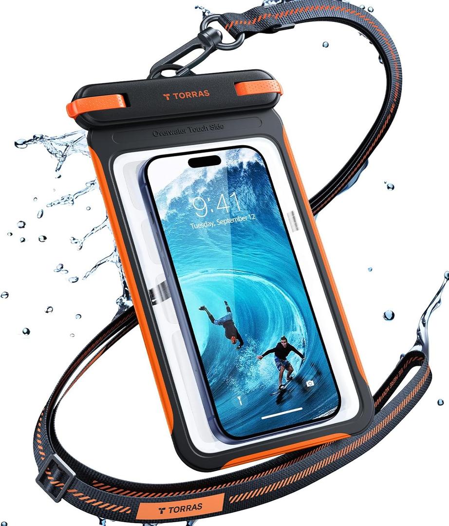 TORRAS IPX8 Waterproof Phone Pouch Floating, Underwater Screen Touchable, Water Proof Case with Lanyard for iPhone 17 Pro Max 16 S26, Cellphone Dry Bag Cruise Essentials 7.0 inch, Black