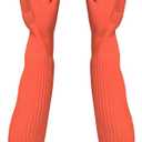 Household Arms Length Rubber Latex Cleaning Long Glove Reusable Kitchen Natural Rubber Living Wash Gloves (22.05x4.13 Inch (Pack of 1), Reddish Orange)