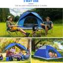 3-in-1 Instant Pop Up Tents for Camping, 4 Person Camping Tent,60s Automatic Quick Easy Setup Tent, Waterproof Stand Up Family Tents for Camping,Outdoor, Hiking,Beach, Blu