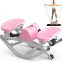 Rock Stepper for Exercise at Home, Lateral Rocking Stepper with Digital Counter & Resistance Bands, 330 LBS Weight Capacity & Low Impact, Ski Machine Full Body Workout Equipment (Pink)