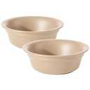 Havniva Ceramic Set of 2 Dog and Cat Bowls, 2pcs Basic 1 Cup Food or 7.8 oz Water Dishes for Puppy, Kitty, Wide Opening Rounded Edge (2 Bowls, Oat Beige)