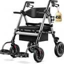 Heavy Duty Walkers for Seniors, 2-in-1 Rollator Wheelchair Combo