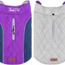 ThinkPet Dog Cold Weather Coats - Cozy Waterproof Windproof Reversible Winter Dog Jacket, Thick Padded Warm Coat Reflective Vest Clothes for Puppy Small Medium Large Dogs (M(Chest 18-20", Back 12" ), Purple)