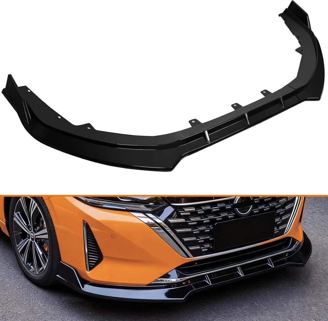 Compatible with Nissan Sentra Sedan All Models 2024 2025 Front Bumper Lip 3PCS Front Splitter Painted Glossy Black, Automotive Front Lower Chin Lip Air Dams Exterior Body Kits