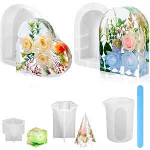 Resin Molds Silicone,Epoxy Resin Casting Craft Mold for Flower Preservation Bookends DIY Art (Arch+Heart)