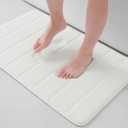 Buganda Memory Foam Bath Mat, 24" x 16", Ultra Soft and Non-Slip Bathroom Rugs, Water Absorbent and Machine Washable Bath Rug for Bathroom, Shower, and Tub, Ivory