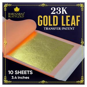 Barnabas Blattgold Gold Leaf - 23.75K Real Gold [10 Sheets, 3.4 inches] - Transfer Patent for Painting, Arts and Crafts