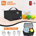 NOL Mini Insulated Lunch Bag for Women Men Kids | Small Leakproof Reusable Lunch Tote | Fits 6 Cans 330ml | Thermal Cooler for Work School Picnic Camping, Black