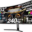 SANSUI 32 Inch Curved 240Hz Gaming Monitor High Refresh Rate, FHD 1080P Gaming PC Monitor HDMI DP1.4, Curved 1500R, 1Ms MPRT, HDR,Metal Stand,VESA Compatible (ES-G32C3F DP Cable Included)