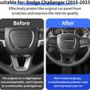 Carbon Fiber Style Car Steering Wheel Trim Cover Panel for Dodge Challenger Charger 2015-2023 and Dodge Durango 2014-2020 Auto Interior Decorations Accessories Center Console Protection Covers