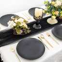 EI enjonirinjonir 80pcs Black and Gold Dinner Plates Disposable 10.25inch,Plastic Party Plates with Gold Rim,Black Plastic Matte plate Frosted Disposable Heavy Duty,Elegant for Wedding/Tea Party