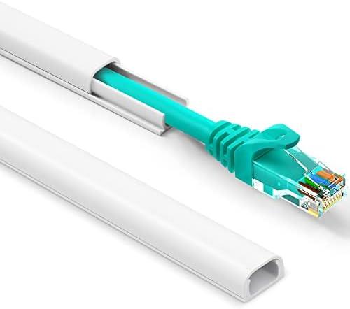 One Cord Cover Wall 153in(9X L17in), Mini Wire Hider, Self-Adhesive Wire Cover for Hiding Speaker Wire, Baby Monitor Cord - Paintable Wire Channel for Cable Concealer, W0.5in H0.3in, CMR05 White