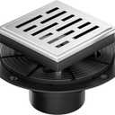 Neodrain Square Shower Drain, 4 inch Stainless Steel 304 Grate and PVC Drain Body, Brick Pattern Grate with Brushed Nickel Finish, Kit Includes Hair Trap/Strainer,Lifting Hook and PVC Drain Base