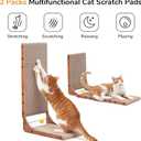 FUKUMARU Cat Scratcher, 26.8 Inch Cat Scratch Pad for Indoor Cats, L Shaped Cardboard Vertical Cats Scratching Board with Ball Toy, Walnut Color, 2 Packs