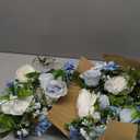 Ling's moment Dusty Blue Wedding Bouquets for Bride, Blue and White Bridal Bouquets for Bride,15 Inch Free Form Artificial Wedding Flower Bouquet