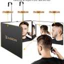 JUSRON 360 Viewing Angle Self Hair Cutting Mirror, Clear Anti-Fog HD Glass (Black Without LED Without Accessories)