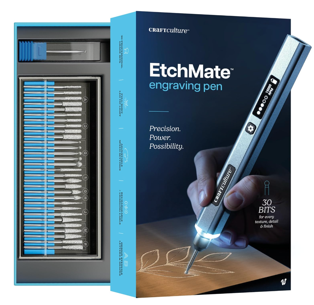 EtchMate Engraving Pen for Metal, Wood, Glass, Plastic & All Materials - Cool Birthday Gift Ideas - Engraver Pen Tool - Teen Boy Gifts - Unique Gifts for Women, Teenage Girl - Craft Kits for Adults