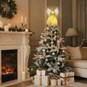 YOFIT 12-inch Lighted Angel Christmas Tree Topper - Battery Operated with Warm White LED Lights, Angel Ornaments for Xmas Tree Decor, Home Holiday Decorations