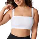 Hugcurve Women's Convertible Sports Bra Bandeau Strapless Tube Top Padded Wireless Yoga Workout, Size: Small (White)
