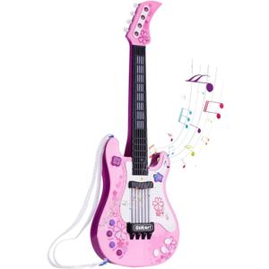 Kids Toddler Baby Childrens Electric Toy Guitar with Strap Ideal for 3 4 5 7 8 Year Old Boys Girls Gifts, (Pink)