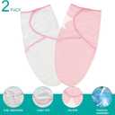 Biloban Baby Swaddles 0-3 Months for Girls, Cotton Swaddle Blanket, Newborn Essentials, Pink & White, 2 Pack