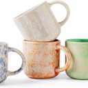 MONITO 12 OZ Coffee Mugs Set of 4, Modern Ceramic Coffee Mugs Set with handle for Tea/Latte/Cappuccino/Milk/Cocoa (Colorful)