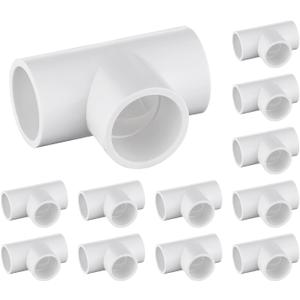 12-Packs 3/4 inch Tee PVC Fitting 3 Way Furniture Grade Pipe Elbow Connector for DIY PVC Shelf Greenhouse Pipe Fittings