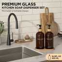 Hand and Dish Soap Dispenser Set,16oz Glass Bottles with Bamboo Pumps & Tray,Countertop Soap Dispensers for Kitchen,Luxury, Minimalist & Farmhouse Decor
