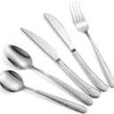Silver Flatware Set, 18/10 Stainless Steel 20 Piece/Household Stainless Steel Set/Upgraded Knife, Spoon, Fork Mirror Polished, Dishwasher Safe (20 Pieces - Hammered)