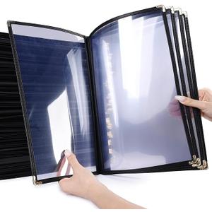 30 Packs 8.5"x11" Restaurant Menu Covers Transparent 7 Pages 14 | Views Menu Holders Book for Restaurant Cafe Bar Black