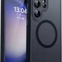 CANSHN Designed for Samsung Galaxy S23 Ultra Case [Full Camera Protection] [Compatible with MagSafe] Translucent Matte Shockproof Protective Phone Cover 6.8 Inch - Black